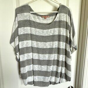 Gray & White Striped Blouse with Kimono Sleeves from Casual Couture size L